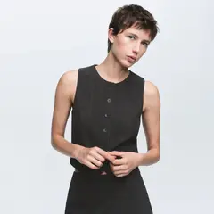 MANGO - Chaleco Mujer de Cuadros