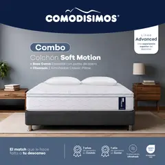 COMODISIMOS - Combo Colchón Soft Motion 200x200 + Somier dividido Gris + 2 almohada