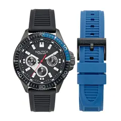 NAUTICA - Reloj Hombre NCT Windrose. Reloj Silicona Negro NAPWRS503