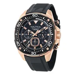 NAUTICA - Reloj Hombre NCT Bluesail. Reloj Silicona Negro NAPBSF401