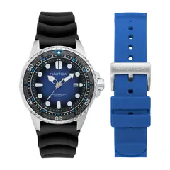 NAUTICA - Reloj Hombre NCT Sea Dive. Reloj Silicona Negro NAPSDF504