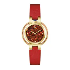 BULOVA - Reloj Mujer Rubaiyat. Reloj Cuero Rojo 97R105