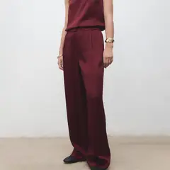 MANGO - Pantalón Wide leg Mujer Tiro medio