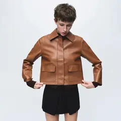 MANGO - Chaqueta Efecto cuero Mujer Efecto cuero