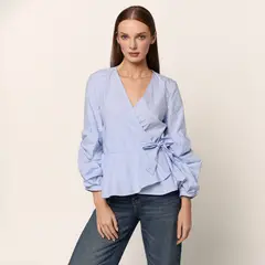 BASEMENT - Blusa Mujer con Boleros Manga larga de Algodón