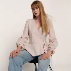 BASEMENT - Blusa Mujer con Boleros Manga larga de Algodón