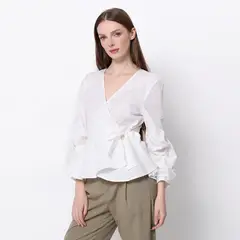 BASEMENT - Blusa Mujer con Boleros Manga larga de Algodón