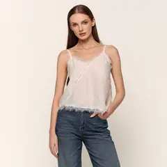 BASEMENT - Blusa Mujer con Encaje Sin mangas