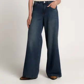 BASEMENT - Jean Wide leg Mujer Tiro medio