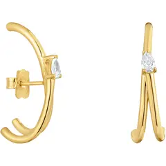 TOUS - Aretes de aro con baño de oro 18 kt sobre plata y diamantes creados en laboratorio Lio LGD
