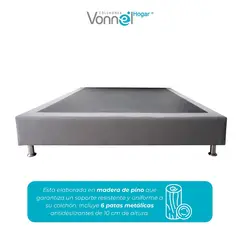 COLCHONES VONNEL - Base Cama Pata Inox Vonnel Doble 140 x 190 cm Plata
