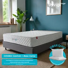 COLCHONES VONNEL - Colchon con base cama Queen Resortes y Espuma Combo Moon Inox 160x190 cm Colchon Vonnel
