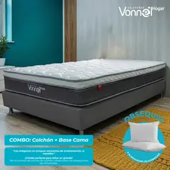 COLCHONES VONNEL - Colchon con base cama King Resortes y Espuma Combo Full Confort Inox 200x200 cm Colchon Vonnel