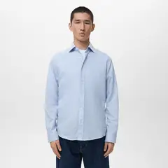 MANGO - Camisa Hombre Manga larga de Algodón