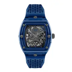 PHILIPP PLEIN - Reloj Hombre The Skeleton Crystal. Reloj Poliuretano Azul PWPTA0324