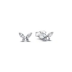 PANDORA - Aretes de botón mariposa plateados Plata Esterlina