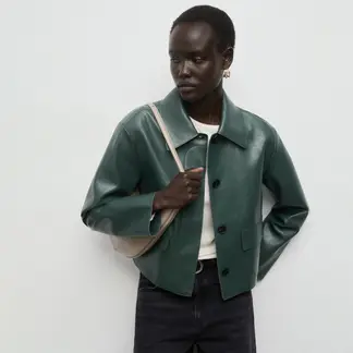 MANGO - Chaqueta Efecto cuero Mujer Efecto cuero