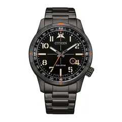 CITIZEN - Reloj Hombre Weekender. Reloj Acero Inoxidable Negro BM7555-59E
