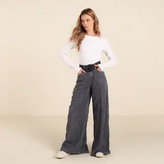 UNIVERSITY CLUB - Jean Wide leg Mujer Tiro alto