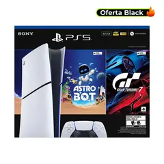 PLAYSTATION - Consola PlayStation: PS5 Slim Digital + 2 Videojuegos | 825GB de Almacenamiento | Edición Digital | Videojuegos Incluidos Astro Bot y Gran turismo 7