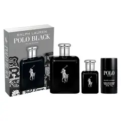 RALPH LAUREN - Set de Perfume Hombre Incluye: Polo Black Eau de toilette 125 ml , Polo Black Eau de toilette 40 ml , Desodorante