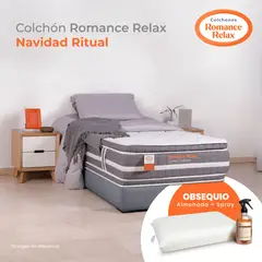 COLCHONES ROMANCE RELAX - Colchón Sencillo Firmeza Media Ortopédico Resortado Confort Navidad Ritual 100 x 190 cm + Almohada + Spray, Romance Relax