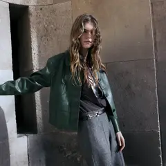 MANGO - Chaqueta Mujer Efecto cuero