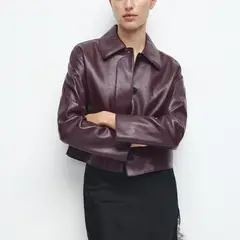 MANGO - Chaqueta Mujer Efecto cuero