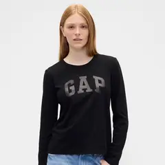 GAP - Camiseta Mujer con Estampado Manga larga de Algodón