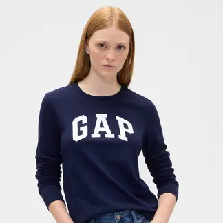 GAP - Camiseta Mujer con Estampado Manga larga de Algodón