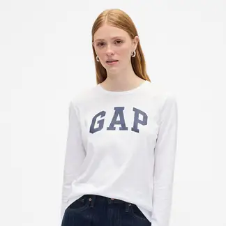 GAP - Camiseta Mujer con Estampado Manga larga de Algodón