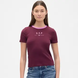GAP - Camiseta Mujer con Estampado Manga corta de Algodón