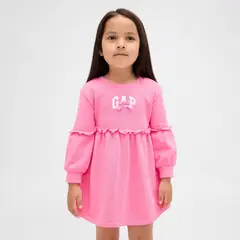 GAP - Vestido para Niña con Logo Manga larga de Algodón