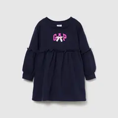 GAP - Vestido para Niña con Logo Manga larga de Algodón