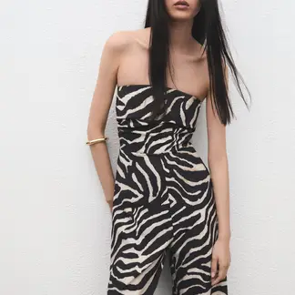 MANGO - Enterizo Mujer Largo Casual con Estampado