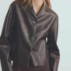 MANGO - Chaqueta Mujer Efecto cuero