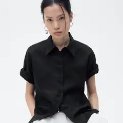 MANGO - Camisa Mujer Manga corta de Lino
