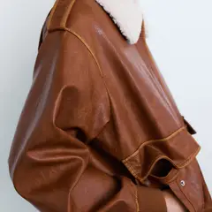 MANGO - Chaqueta Mujer Efecto cuero