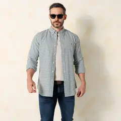 POLO - Camisa Hombre Cuadros Manga Larga De Algodón