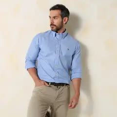 POLO - Camisa Hombre Rayas Manga Larga De Algodón