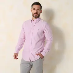 POLO - Camisa Hombre Rayas Manga Larga De Algodón