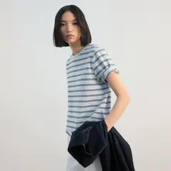 MANGO - Camiseta Mujer de Rayas Manga corta