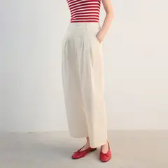 MANGO - Pantalón Wide leg Mujer Tiro alto