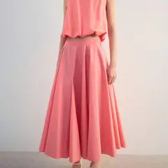MANGO - Falda Midi Casual de Algodón