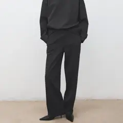 MANGO - Pantalón Recto Mujer Tiro alto Jaspeado