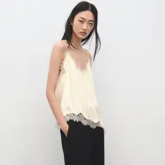 MANGO - Top Lencero asimétrico Mujer Sin mangas