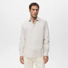 MANGO - Camisa Hombre de Rayas Manga larga de Algodón