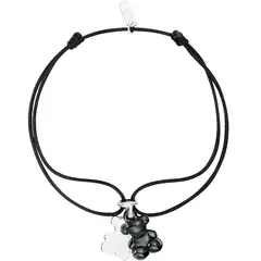 TOUS - Pulsera doble oso de plata con cerámica negra y nylon negro Bold Bear