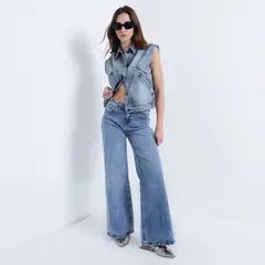 DENIMLAB - Jean Wide leg Mujer Tiro medio