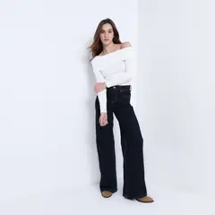 DENIMLAB - Jean Wide leg Mujer Tiro alto de Algodón